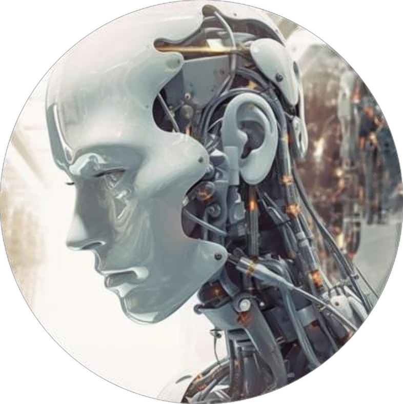 A humanoid robot head in profile